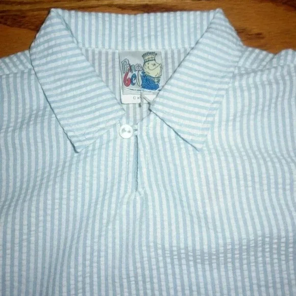 Boys Classic Gingham Seersucker w/ Keyhole Collar - Picture 4 of 4